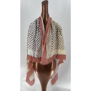 Gucci Square Scarf Pink White Silk Floral Dotted Fringe Trim 48x48 Designer